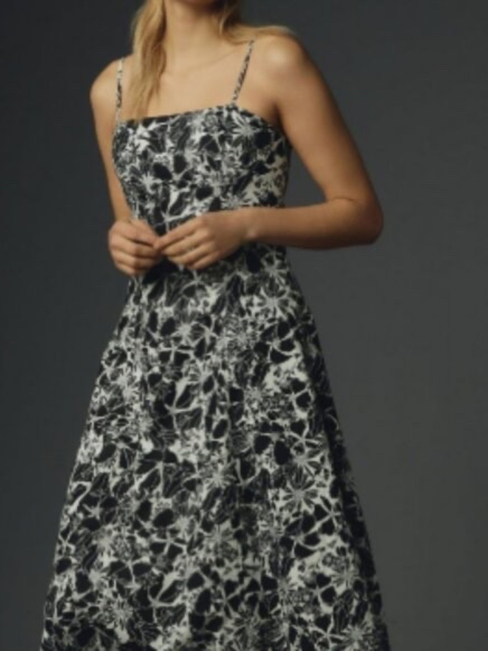 Anthropologie Endless Rose Cotton Poplin Square-Neck Midi Dress Large